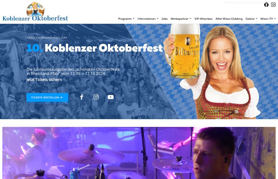 Screenshot Koblenzer Oktoberfest Webseite - WordPress Webdesign